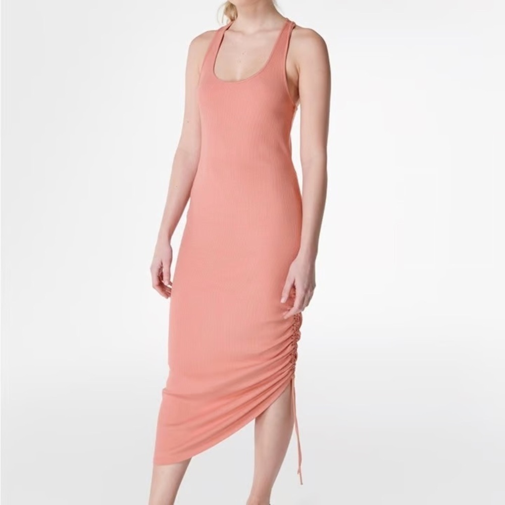 Sweaty Betty Weekend Twist-back Ribbed Sleeveless Midi Dress